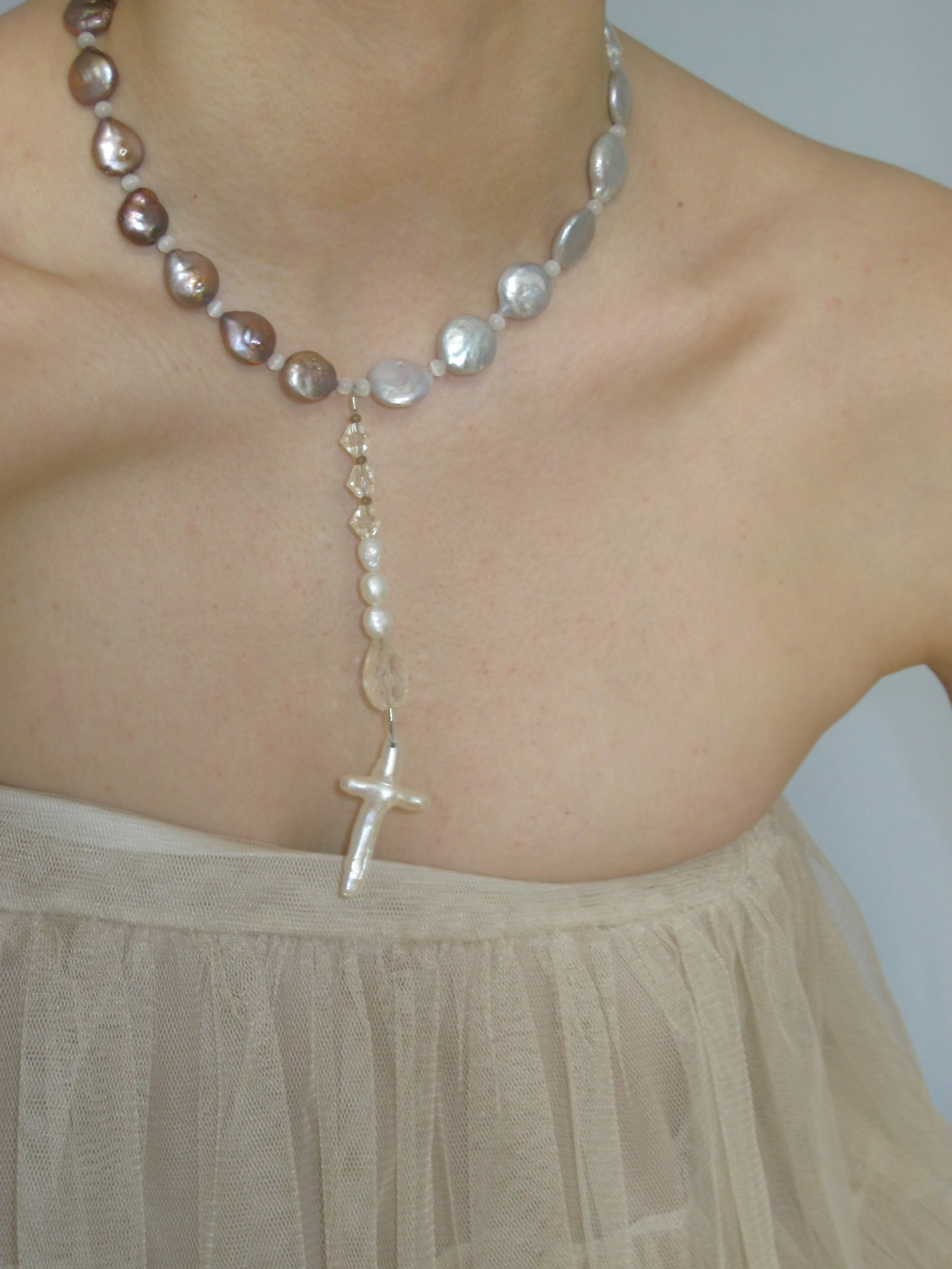 Pearl Cross Necklace