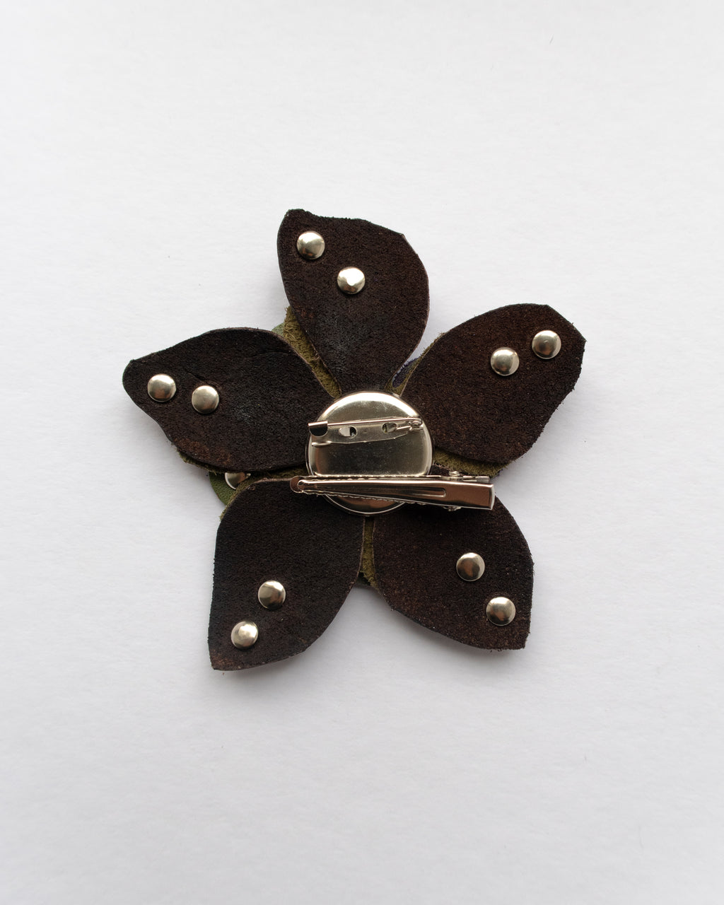 Ever-blooming brooch & hair clip brown